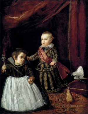  Photograph - Prince Baltasar Carlos with a Dwarf    1631 by Velazquez, Diego