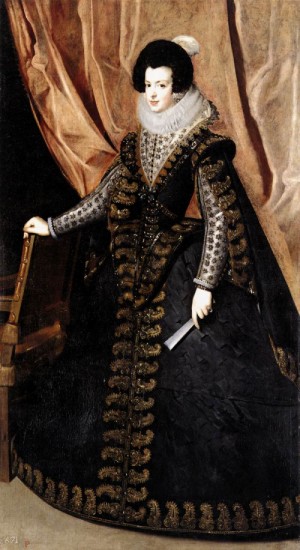 Oil velazquez, diego Painting - Queen Isabel, Standing      1631-32 by Velazquez, Diego