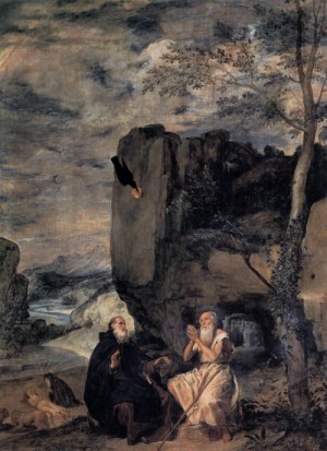  Photograph - St Anthony Abbot and St Paul the Hermit   c. 1635 by Velazquez, Diego