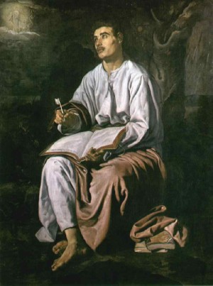 Oil people Painting - St John the Evangelist at Patmos     c. 1618 by Velazquez, Diego