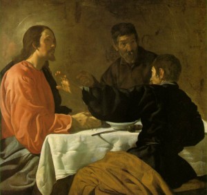 Oil the Painting - The Supper at Emmaus    c. 1620 by Velazquez, Diego