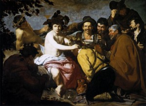 Oil the Painting - The Triumph of Bacchus (Los Borrachos, The Topers)    c. 1629 by Velazquez, Diego