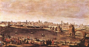 Oil velazquez, diego Painting - View of Zaragoza    1647 by Velazquez, Diego