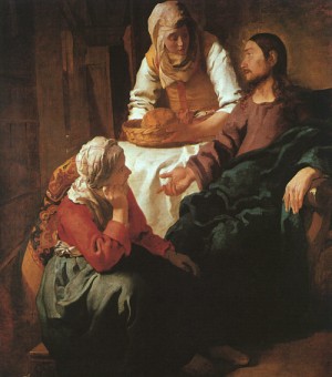  Photograph - Christ in the House of Mary & Martha, 1654-55 by Vermeer Van delft, Jan