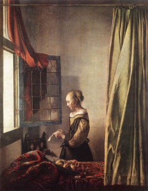 Oil vermeer van delft, jan Painting - Girl Reading a Letter at an Open Window   1657 by Vermeer Van delft, Jan
