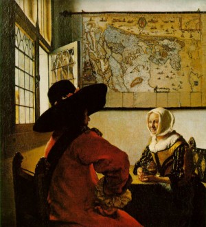  Photograph - Soldier and a Laughing Girl   c. 1658 by Vermeer Van delft, Jan