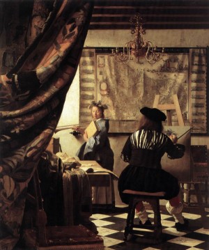Oil vermeer van delft, jan Painting - The Art of Painting    1665-67 by Vermeer Van delft, Jan