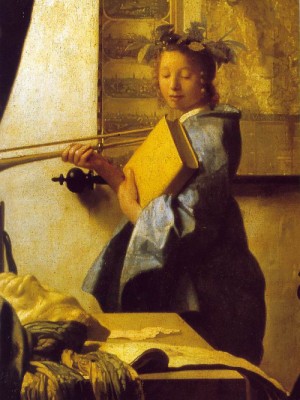 Oil vermeer van delft, jan Painting - The Art of Painting(Detail of the Model)  c. 1666-1673 by Vermeer Van delft, Jan