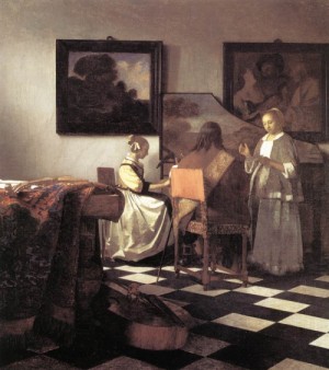 Oil the Painting - The Concert     1665-66 by Vermeer Van delft, Jan