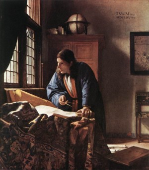 Oil vermeer van delft, jan Painting - The Geographer    c. 1668 by Vermeer Van delft, Jan