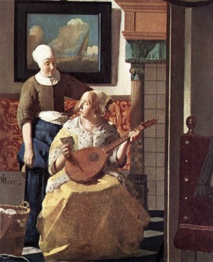 Oil the Painting - The Love Letter (detail)     1667-68 by Vermeer Van delft, Jan