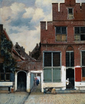 Oil vermeer van delft, jan Painting - View of Houses in Delft  c. 1658 by Vermeer Van delft, Jan
