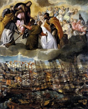 Oil veronese, paolo Painting - Battle of Lepanto    c. 1572 by Veronese, Paolo