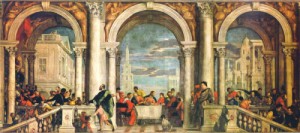 Oil people Painting - Feast in the House of Levi    1573 by Veronese, Paolo