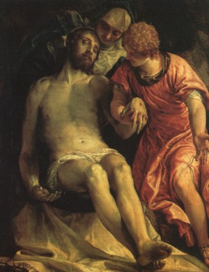 Oil veronese, paolo Painting - Pieta    1576-82 by Veronese, Paolo