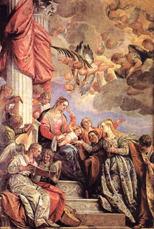 Oil veronese, paolo Painting - The Marriage of St Catherine    c. 1575 by Veronese, Paolo