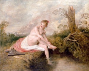 Oil watteau, jean-antoine Painting - Diana Bathing   1721 by Watteau, Jean-Antoine