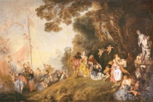 Oil watteau, jean-antoine Painting - Embarkation for Cythera    1719 by Watteau, Jean-Antoine