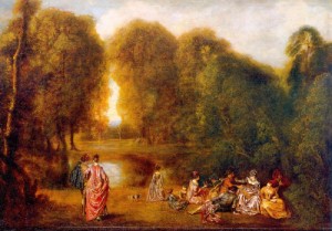 Oil watteau, jean-antoine Painting - Gathering in a Park   1718 by Watteau, Jean-Antoine
