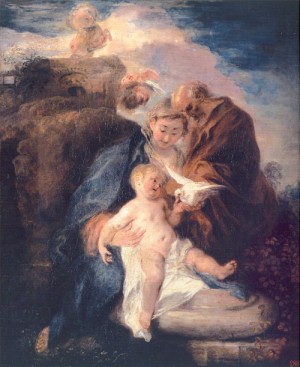 Oil people Painting - Rest on the Flight into Egypt   1721 by Watteau, Jean-Antoine