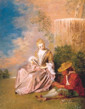 Oil watteau, jean-antoine Painting - The Anxious Lover  1719 by Watteau, Jean-Antoine