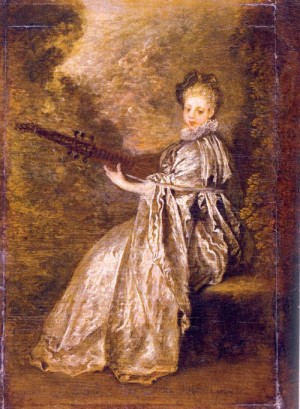 Oil girl Painting - The Artful Girl   1717 by Watteau, Jean-Antoine