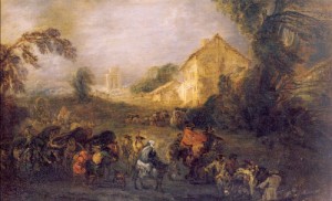 Oil watteau, jean-antoine Painting - The Burdens of War   1713 by Watteau, Jean-Antoine