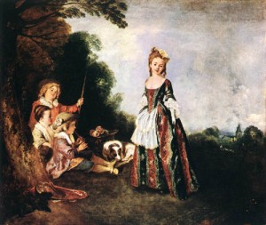Oil watteau, jean-antoine Painting - The Dance    1716-18 by Watteau, Jean-Antoine