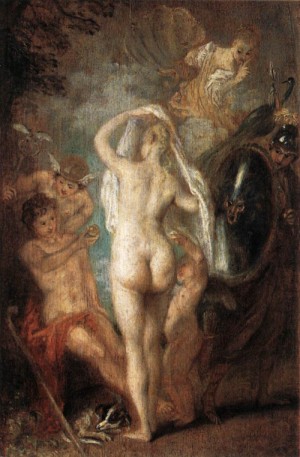 Oil watteau, jean-antoine Painting - The Judgement of Paris by Watteau, Jean-Antoine