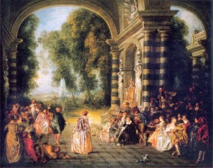 Oil watteau, jean-antoine Painting - The Pleasures of the Ball   1717 by Watteau, Jean-Antoine