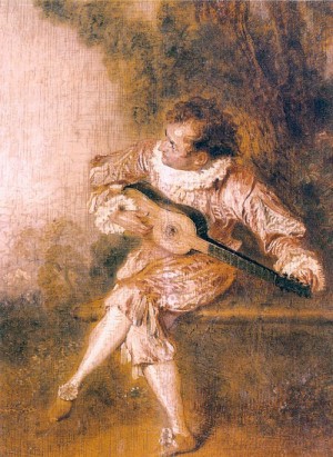 Oil watteau, jean-antoine Painting - The Serenader   1717 by Watteau, Jean-Antoine