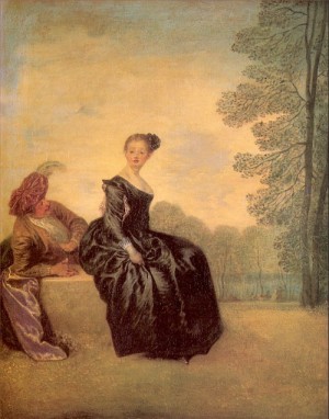 Oil woman Painting - The Sulky Woman   1719 by Watteau, Jean-Antoine