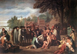 Oil west, benjamin Painting - The Treaty of Penn with the Indians.   1771-72 by West, Benjamin