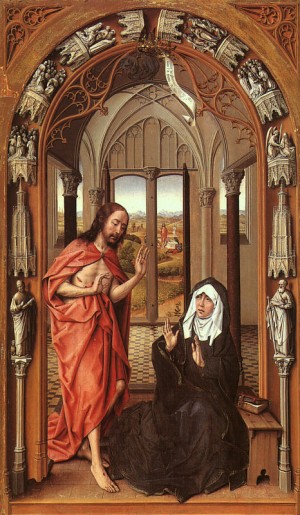 Oil weyden, rogier van der Painting - Christ Appearing to His Mother by Weyden, Rogier van der