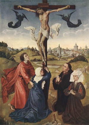 Oil weyden, rogier van der Painting - Crucifixion Triptych (central panel)   c. 1445 by Weyden, Rogier van der