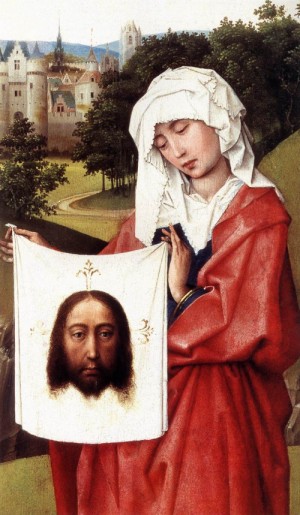 Oil people Painting - Crucifixion Triptych (detail)    c. 1445 by Weyden, Rogier van der