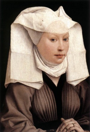 Oil people Painting - Lady Wearing a Gauze Headdress   c. 1445 by Weyden, Rogier van der