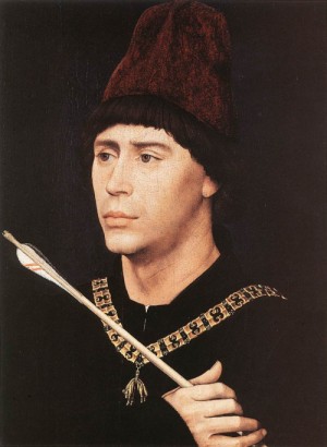 Oil portrait Painting - Portrait of Antony of Burgundy     c. 1461 by Weyden, Rogier van der