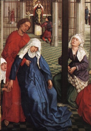 Oil people Painting - Seven Sacraments Altarpiece (detail)   1445-50 by Weyden, Rogier van der
