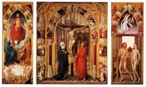Oil weyden, rogier van der Painting - Triptych of the Redemption    1455-59 by Weyden, Rogier van der