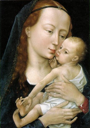 Oil weyden, rogier van der Painting - Virgin and Child    1454 by Weyden, Rogier van der