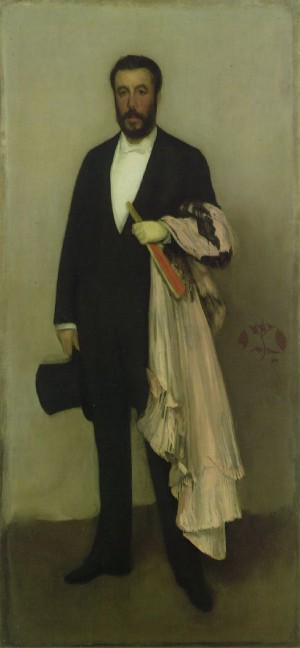 Oil portrait Painting - Arrangement in Flesh Colour and Black, Portrait of Theodore Duret  1883-84 by Whistler, James Abbott McNeill