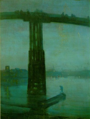Oil blue Painting - Nocturne, Blue and Gold - Old Battersea Bridge  1872-77 by Whistler, James Abbott McNeill