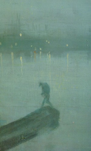 Oil blue Painting - Nocturne in Blue and Gold, Old Battersea Bridge(Detail)  1872 by Whistler, James Abbott McNeill