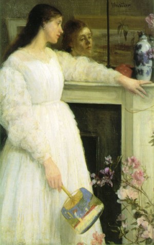 Oil whistler, james abbott mcneill Painting - Symphony in White, No. 2 The Little White Girl  1864 by Whistler, James Abbott McNeill