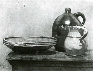 Oil willem de kooning Painting - Still Life- Bowl, Pitcher and Jug. c. 1921 by Willem de Kooning
