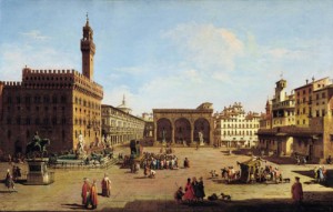 Oil zocchi, giuseppe Painting - The Piazza della Signoria in Florence by ZOCCHI, Giuseppe