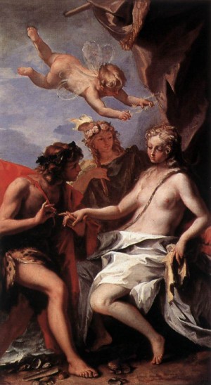 Oil ricci, sebastiano Painting - Bacchus and Ariadne    c. 1713 by Ricci, Sebastiano