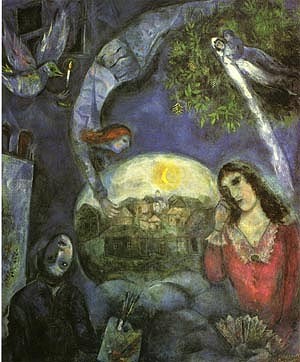 Oil chagall marc Painting - About Her 1945 by Chagall Marc