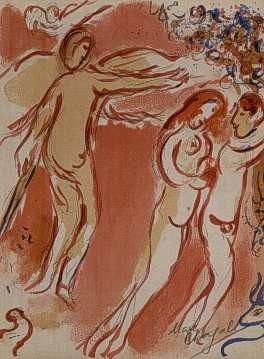 Oil abstract Painting - Adam and Eve are banished from Paradise by Chagall Marc